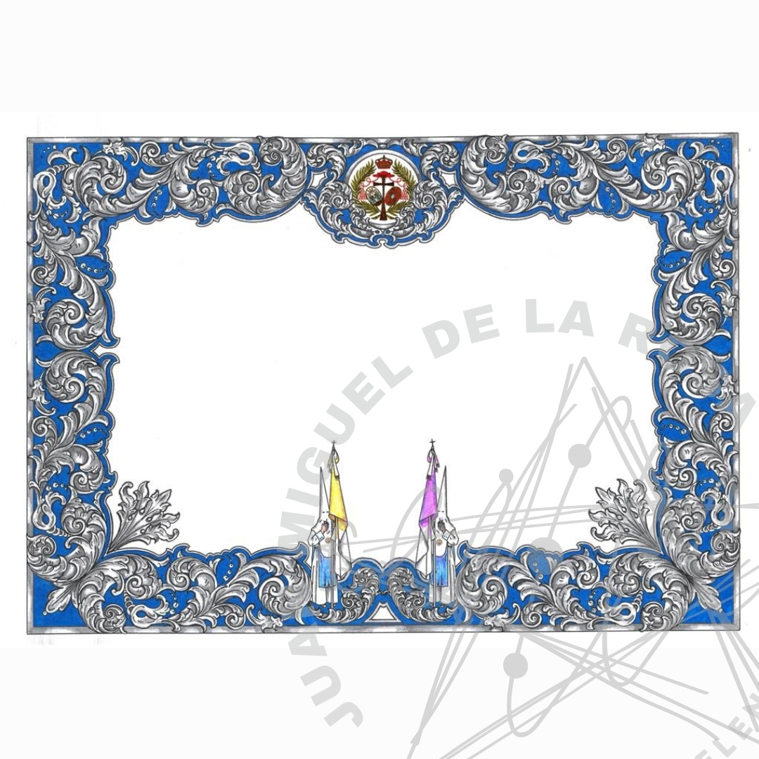 Diseño de Orla para Certificado de Jura de Reglas realizado para la la Hermandad de Los
Negritos (Sevilla). Año 2023.